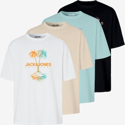 JACK & JONES T-Shirt 'LAFAYETTE' in nude / türkis / schwarz / weiß, Produktansicht