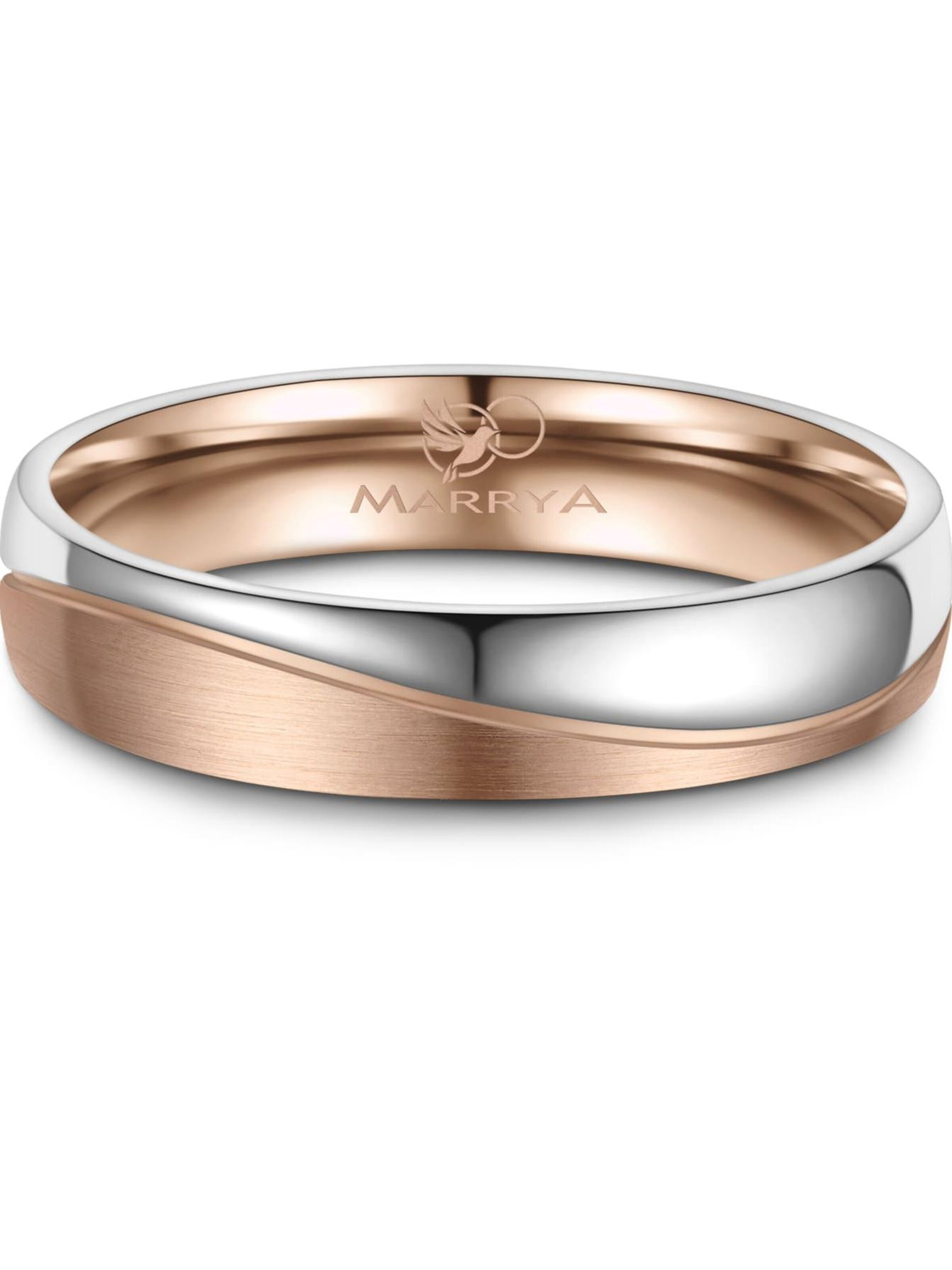 MARRYA Ring 'MARRYA ES-35 Ehering aus Edelstahl - Silberfarben & Rosé' in Silver