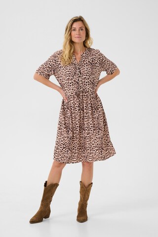 Cream Shirt dress 'Ferina' in Brown