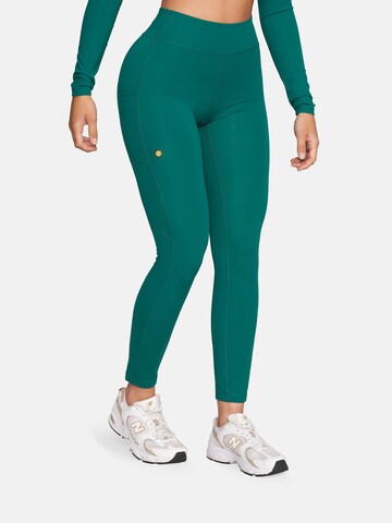 GOLD´S GYM APPAREL Skinny Sports trousers 'BROOKE' in Green: front
