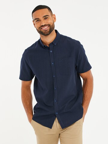 Threadbare - Regular Fit Camisa 'Dragon' em azul: frente