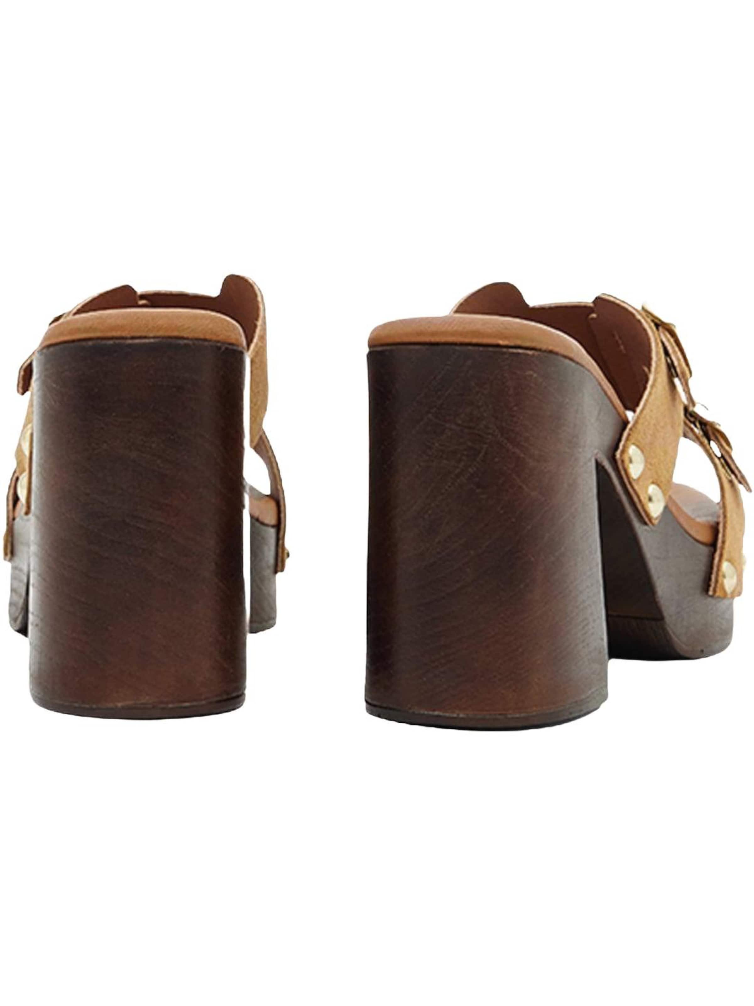 Desa - Zapatillas de casa 'DESA Damen-Plateausandalen aus Wildleder mit Doppelschnalle' en marrón