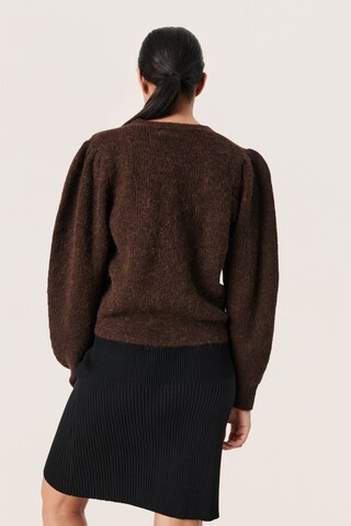 SOAKED IN LUXURY Knit Cardigan in Brown