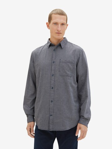 Coupe regular Chemise TOM TAILOR en bleu : devant