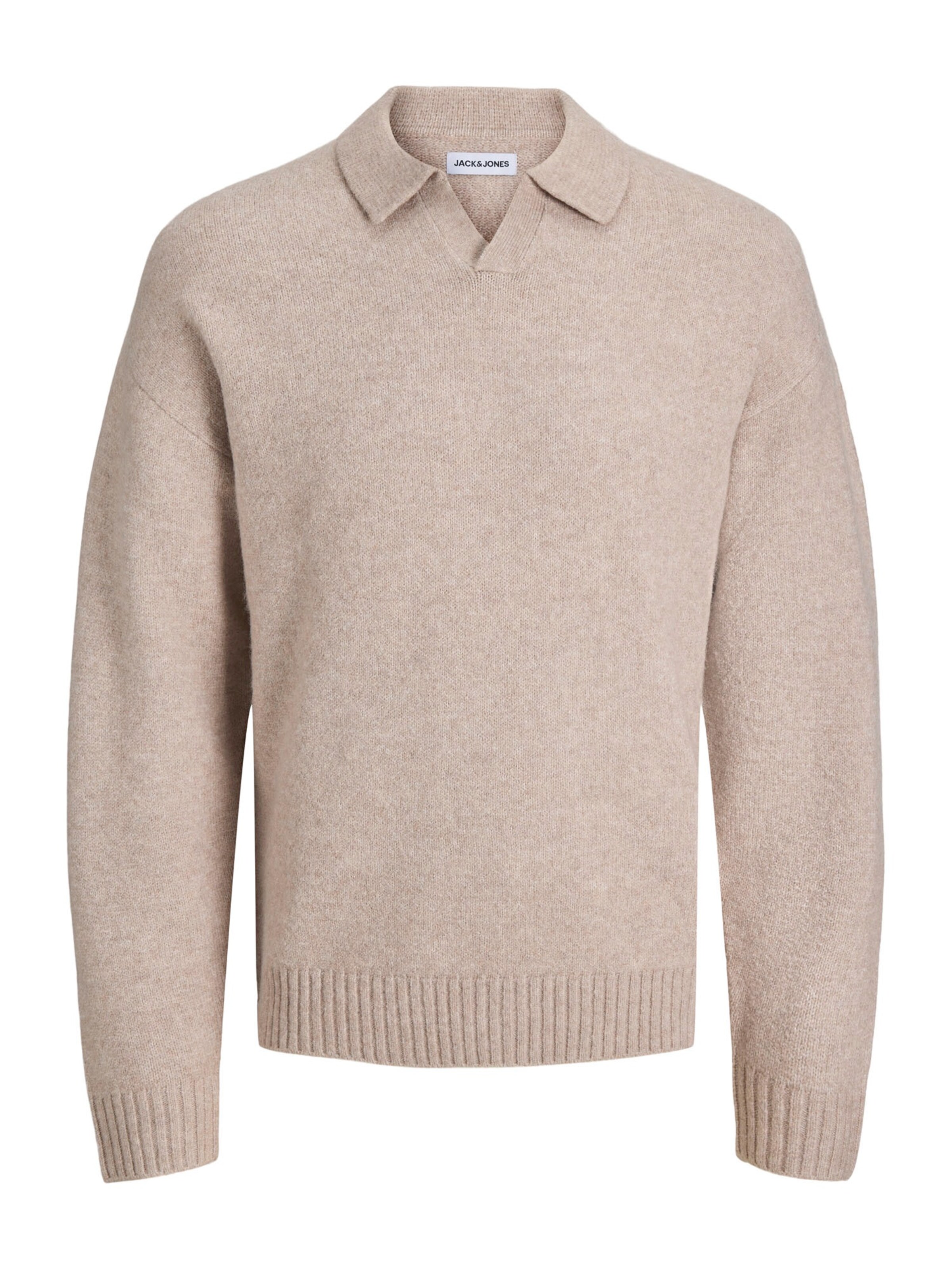 JACK & JONES Пуловер 'JJESOHO OLLIE' в бежово: отпред