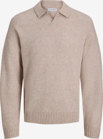JACK & JONES Пуловер 'JJESOHO OLLIE' в бежово: отпред