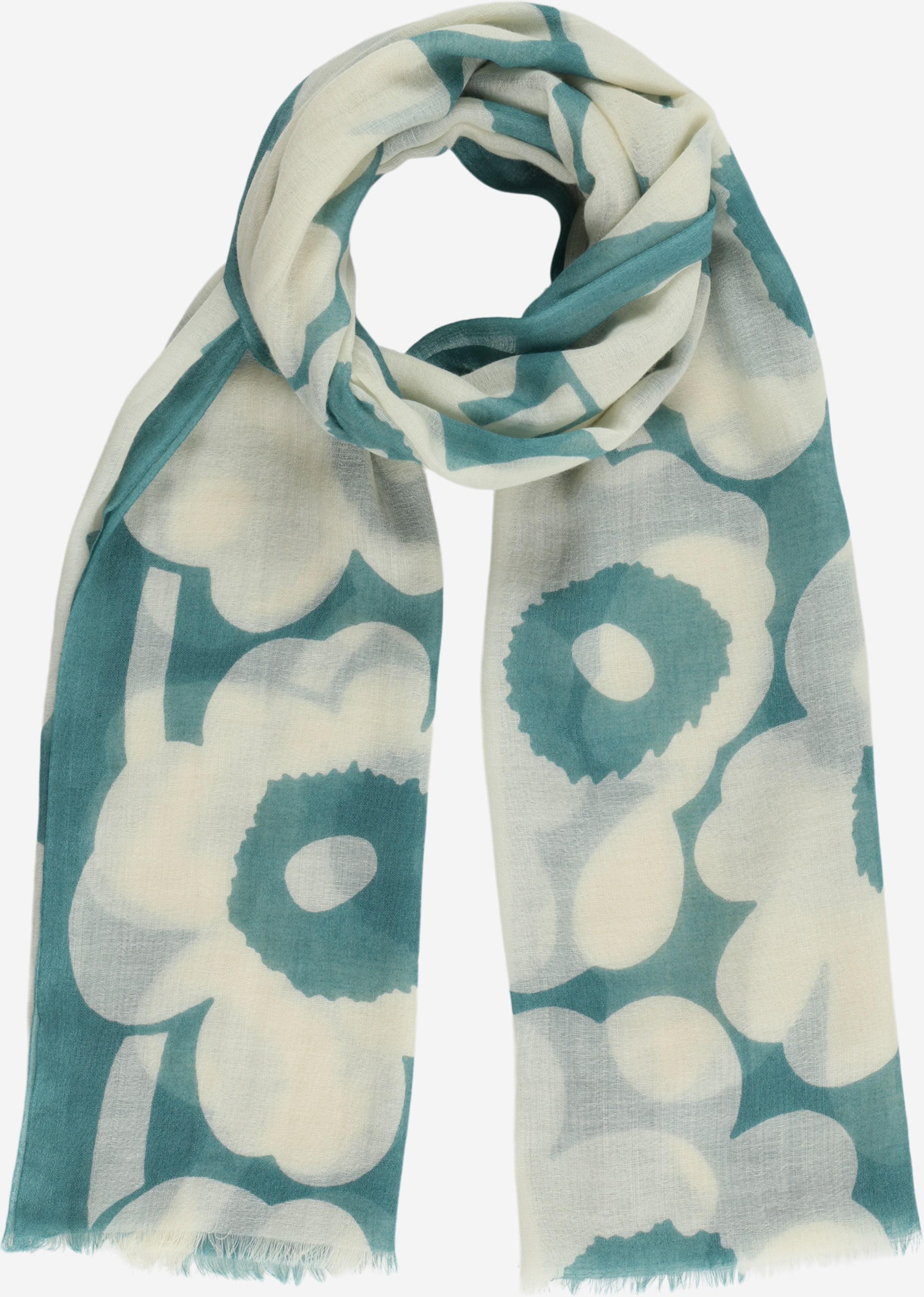 Marimekko Scarf 'Fiore Unikko' in Pastel Blue, Off White | ABOUT YOU