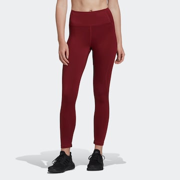 ADIDAS PERFORMANCE Skinny Workout Pants in Red: front