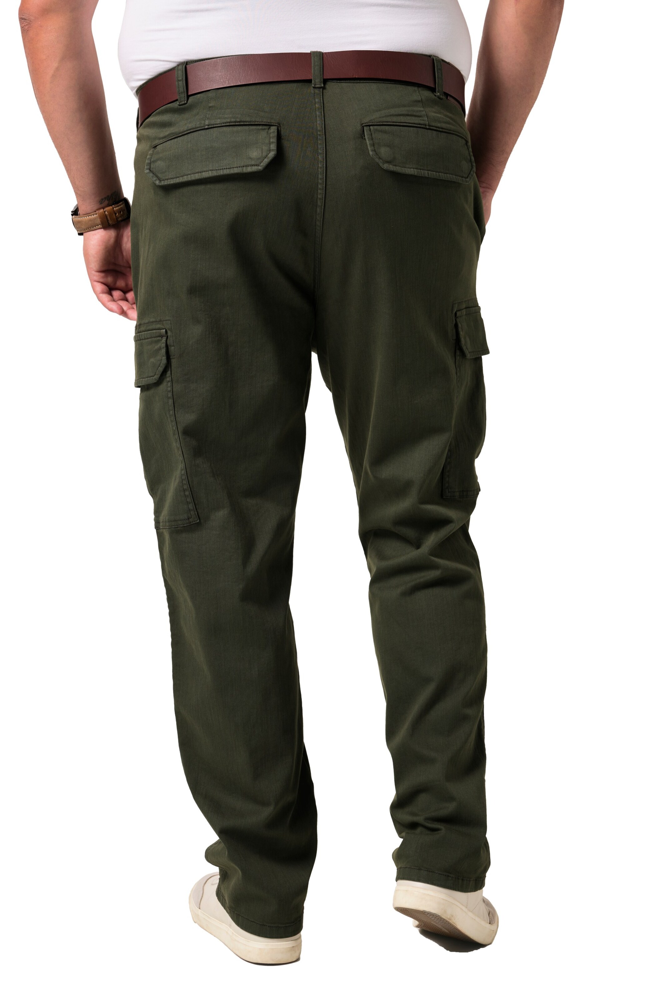 Men Plus Regular Cargo Pants in Green