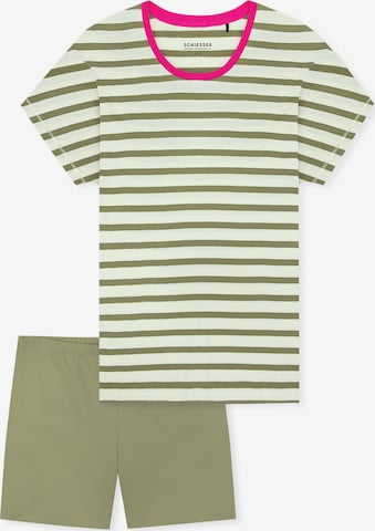 SCHIESSER - Pijama de pantalón corto ' Casual Essentials ' en verde: frente