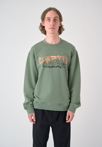 Cleptomanicx Sweatshirt 'Tape' in Green: front