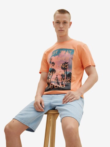 T-Shirt TOM TAILOR DENIM en orange : devant
