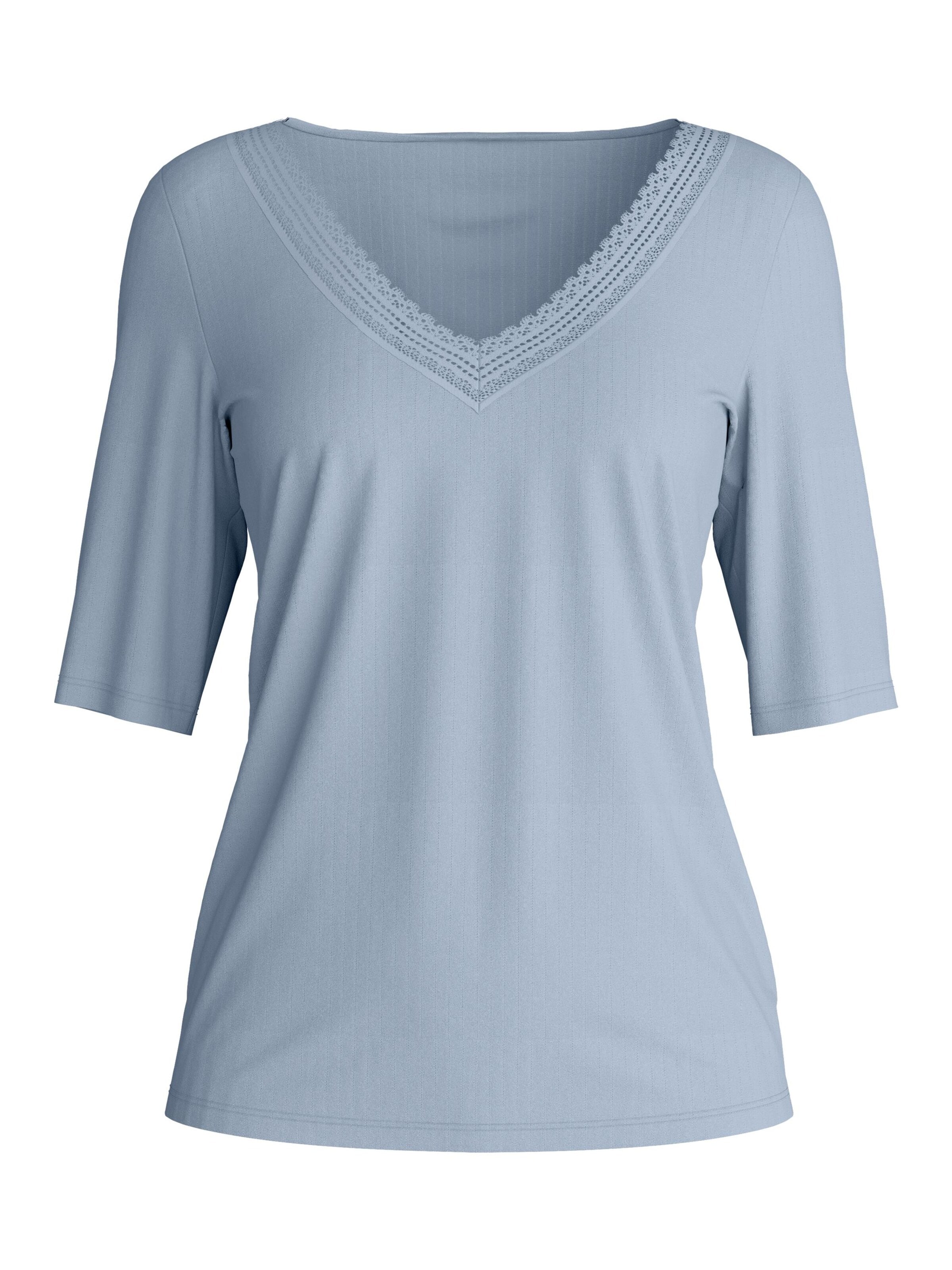 CALIDA Schlafshirt 'Etude Ajours'‌‌‌‌‌ in Blau: Vorderseite