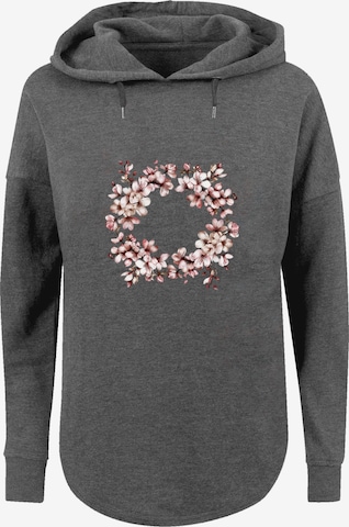 F4NT4STIC Sweatshirt 'Rosa Frühlings Blumenkranz Dekor' in Grau: Vorderseite