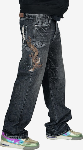 RVNI Berlin Luźne Jeansy 'Grey Japanese Style Phoenix Denim' w kolorze szary: przód