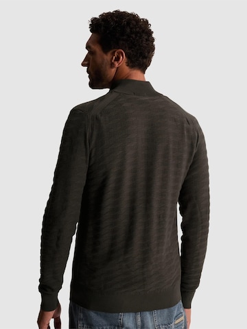 CAST IRON Sweater 'Pullover with half-zip and allover texture' in Grey