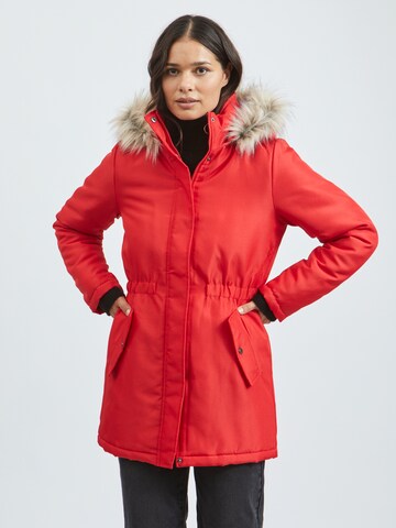 VILA Winter parka in Red: front