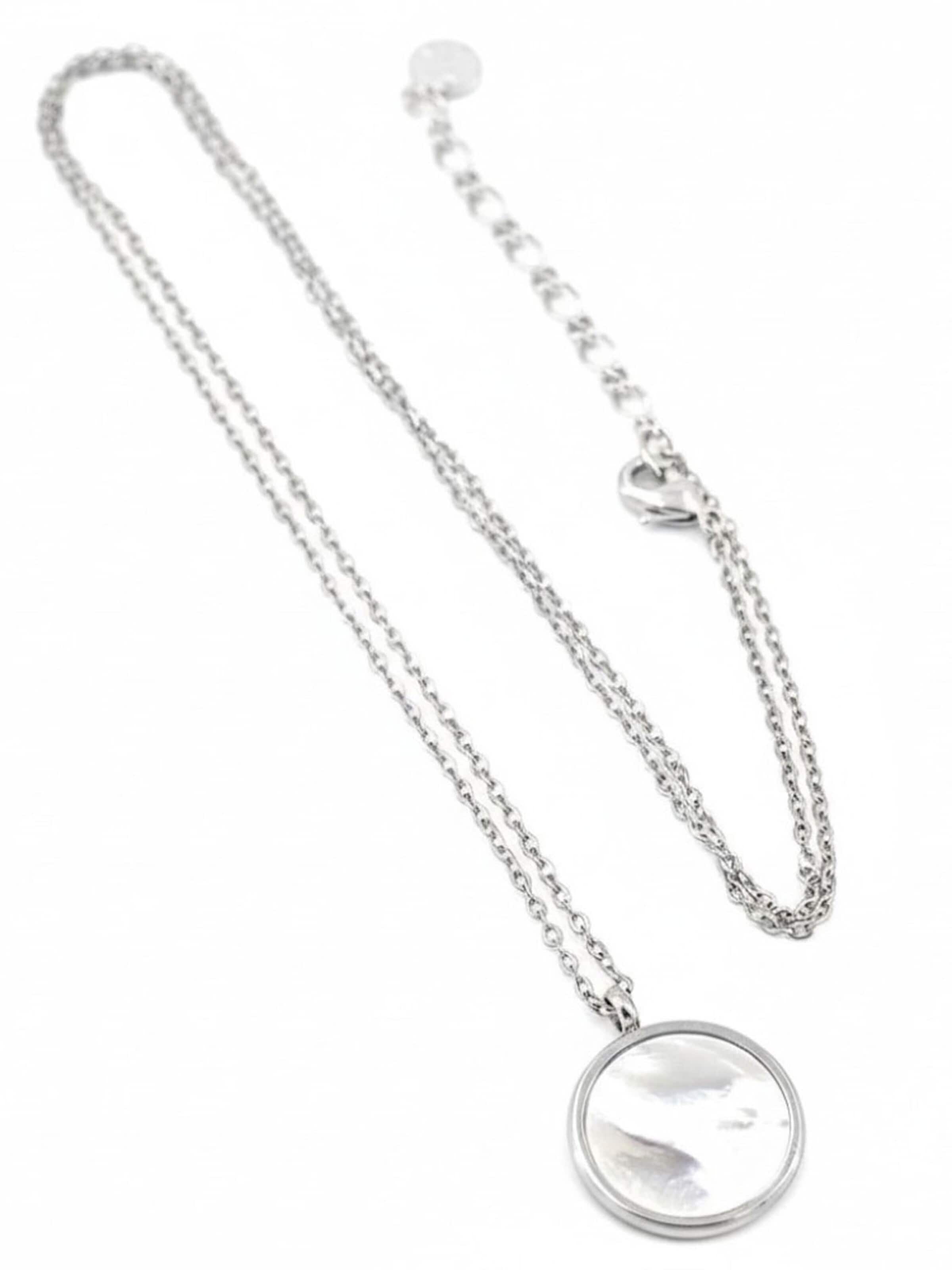 Sergio Engel Kette 'Beach Kette 02 Elegante Edelstahlkette mit Natursteinanhänger'‌‌‌ in Weiß: Vorderseite