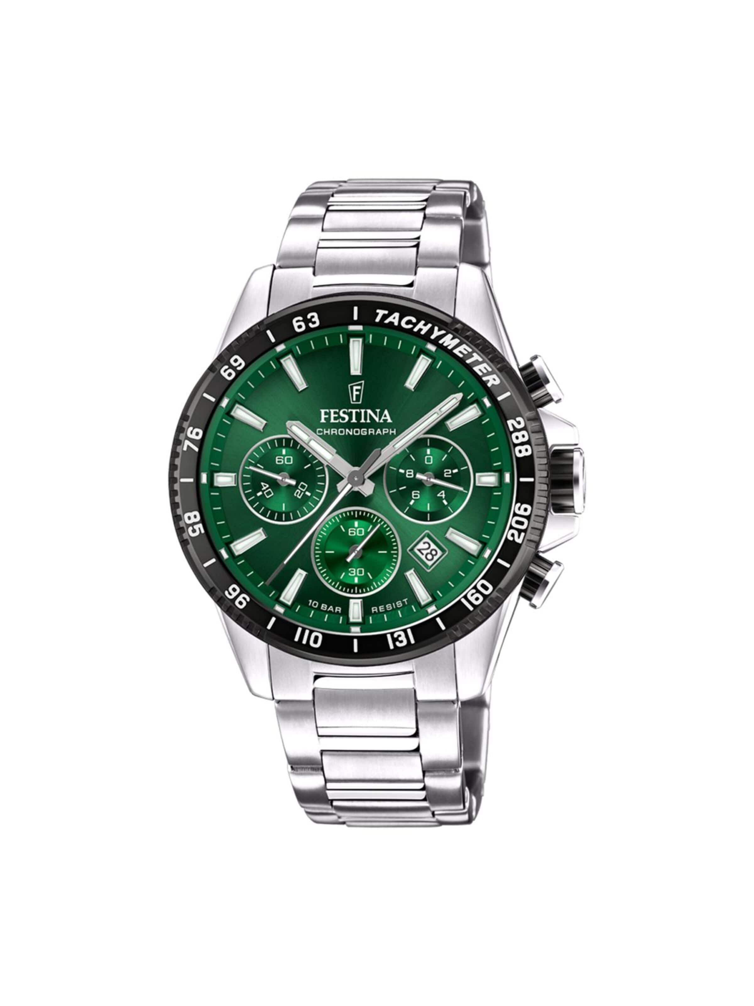 FESTINA Zegarek analogowy 'Chronograph TIMELESS CHRONOGRAPH' w kolorze zielony: przód