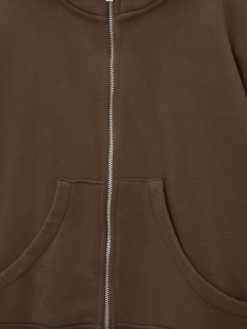 Pull&Bear Zip-Up Hoodie in Brown