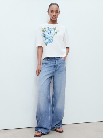 Tricou 'PEONIA' de la MANGO pe alb