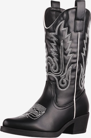 Stivale da cowboy di Elara in nero: frontale