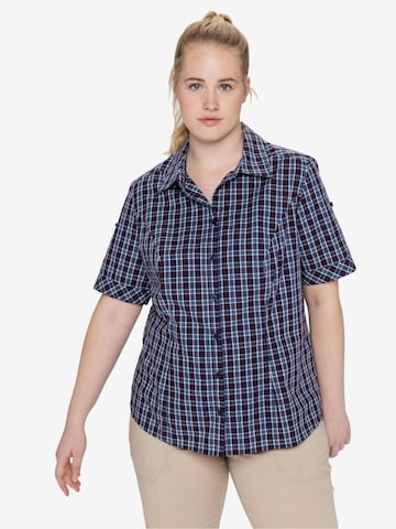 SHEEGO Athletic Button Up Shirt in Blue: front