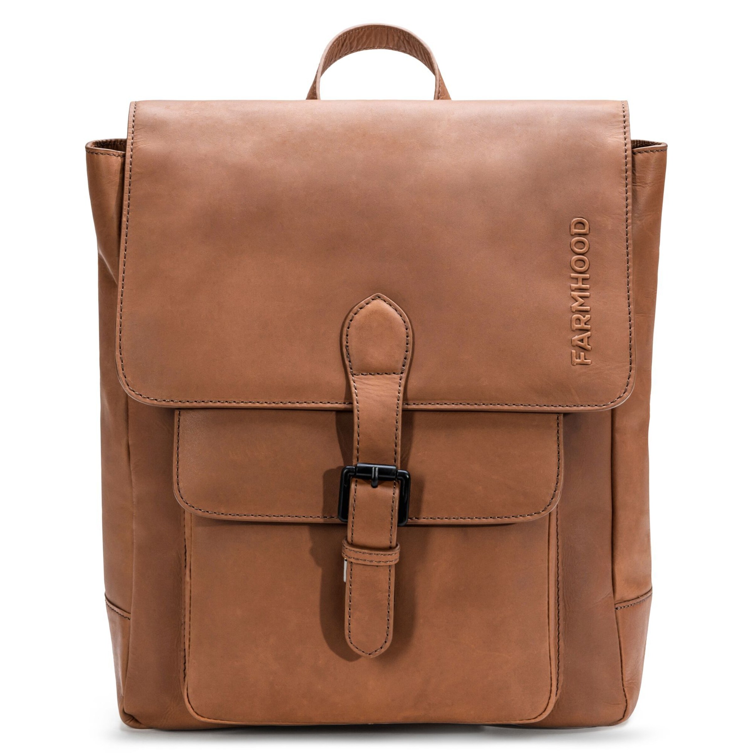 Farmhood Rucksack in Braun: Vorderseite