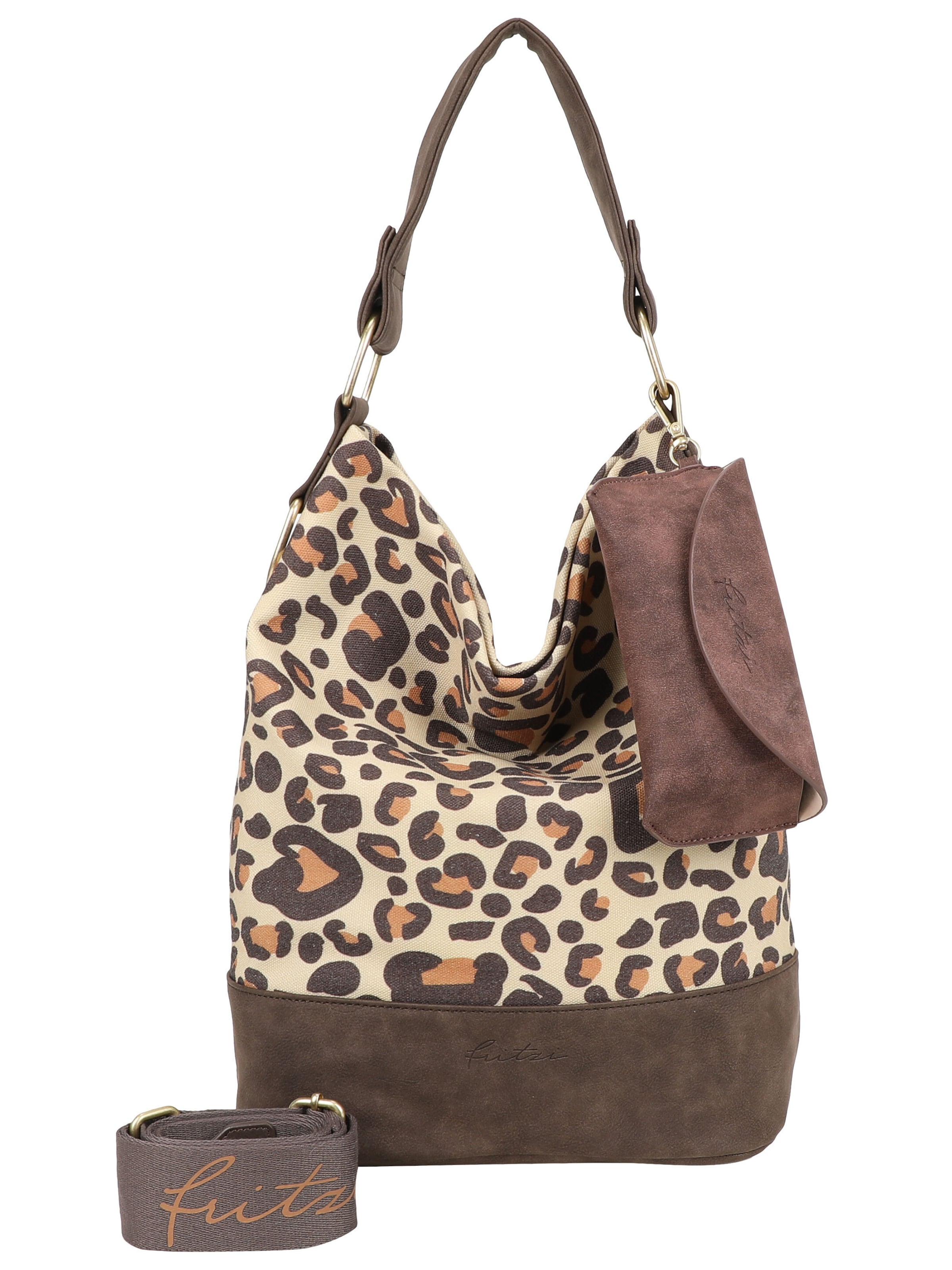 Fritzi aus Preußen Shoulder Bag 'Izzy07 Limited Leo Camel' in Beige: front
