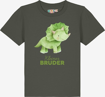 Maglietta 'Dinosaurier 01 Kleiner Bruder' di watabout.kids in verde: frontale