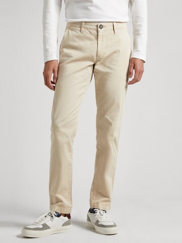 Pepe Jeans Slim fit Chino Pants ' CHARLY ' in Beige: front