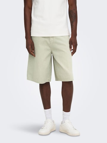 Only & Sons Loosefit Jeans 'CARL ' in Grün: Vorderseite