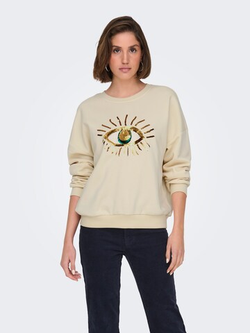 ONLY Sweatshirt 'ONLCHRISSY' in Beige: voorkant