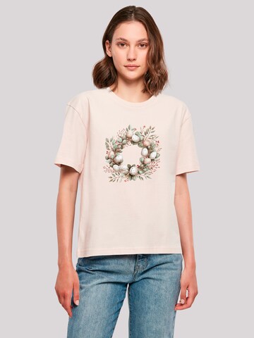 T-shirt 'Osterkranz Eierkranz Blumenring' F4NT4STIC en rose : devant