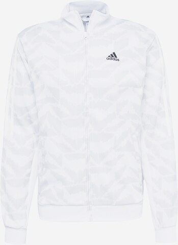 ADIDAS SPORTSWEAR Athletic Zip-Up Hoodie 'Tiro Suit-Up' in White: front