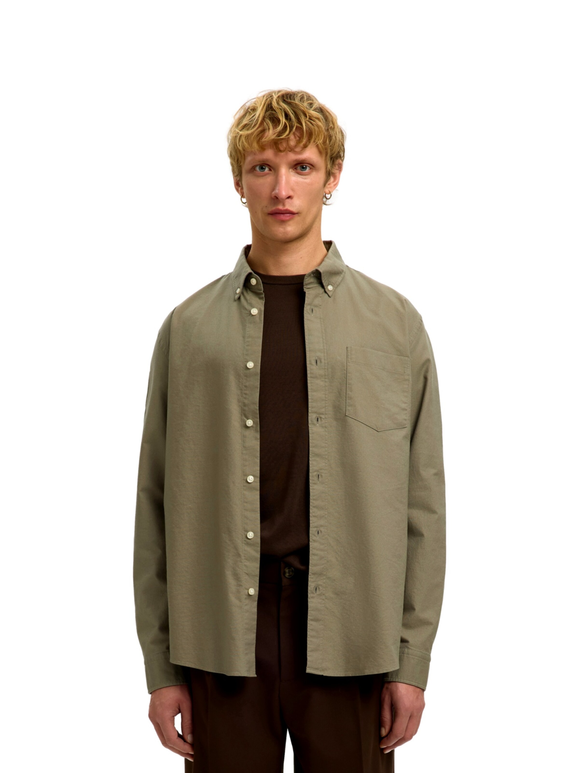 T-Shirt 'Rick' SELECTED HOMME en vert : devant