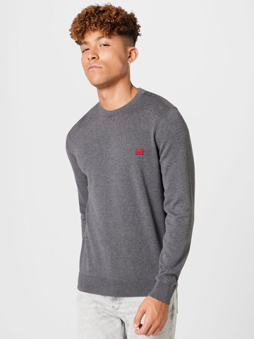 HUGO Sweater 'San Cassius' in Grey: front