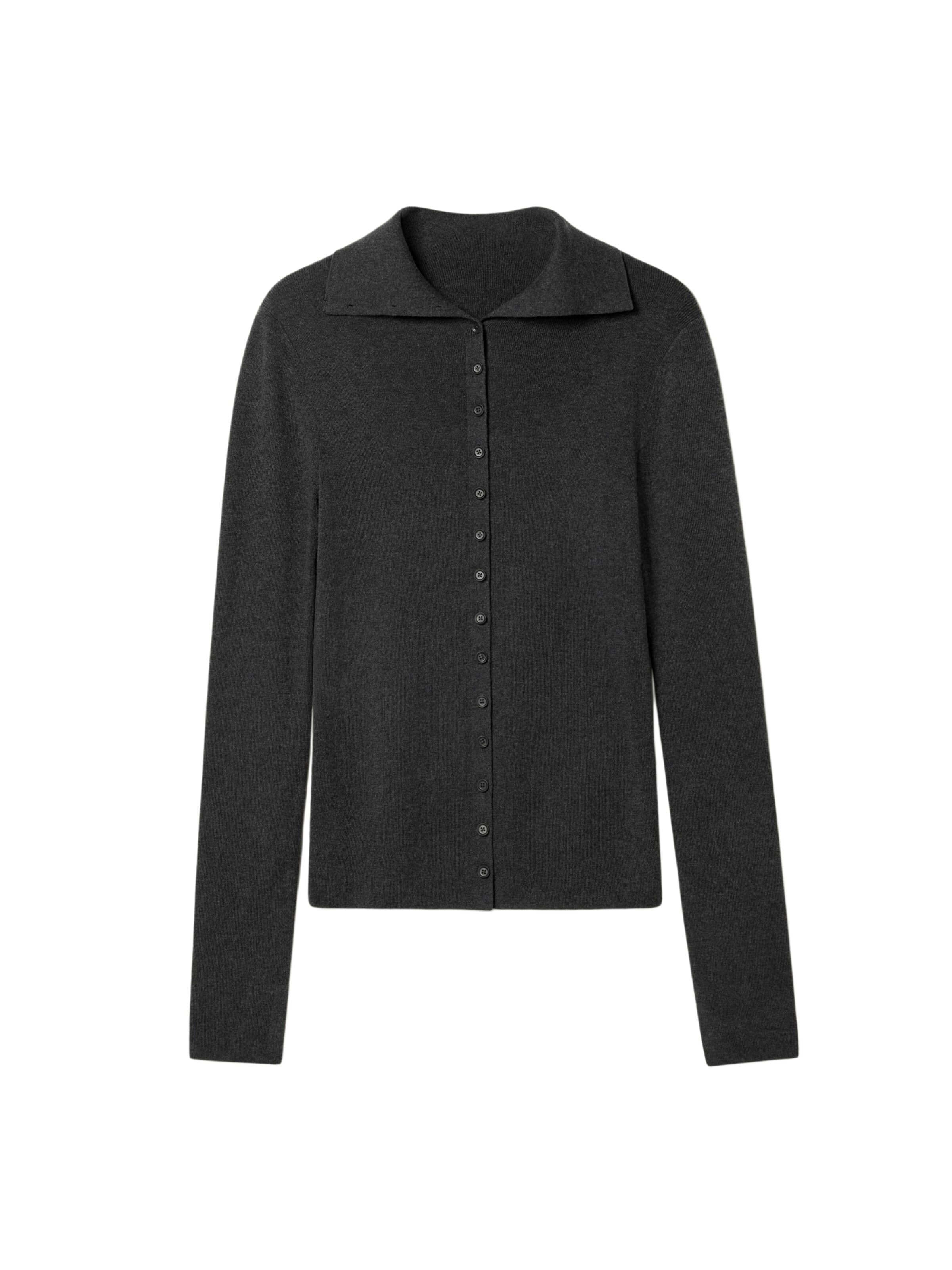 Lilysilk Trui 'Slim Fit Seiden-Kaschmir Pullover' in Grijs: voorkant