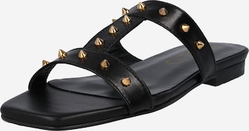 GOLD Mules in Black: front