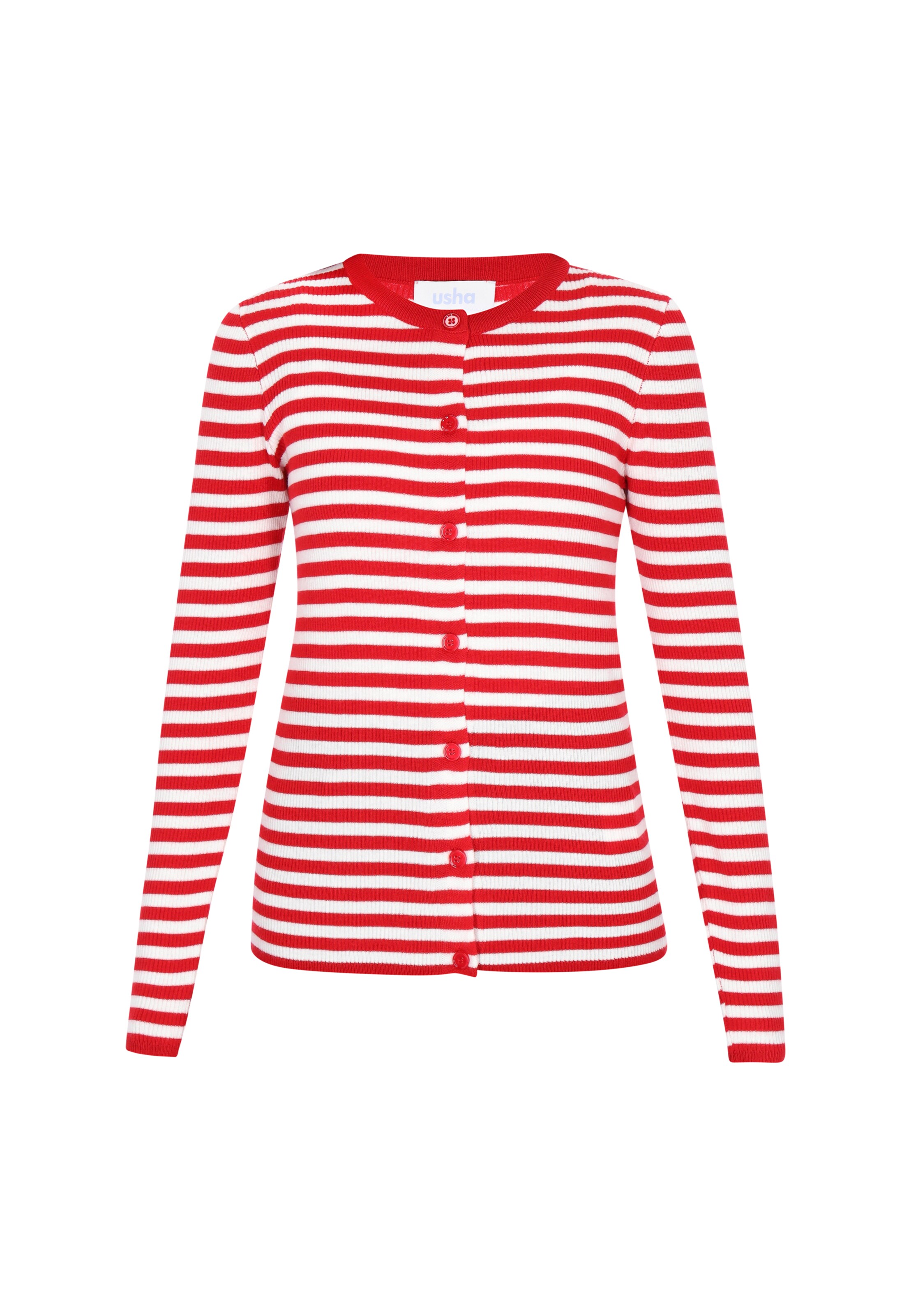 usha BLUE LABEL Cardigan en rouge / blanc, Vue avec produit