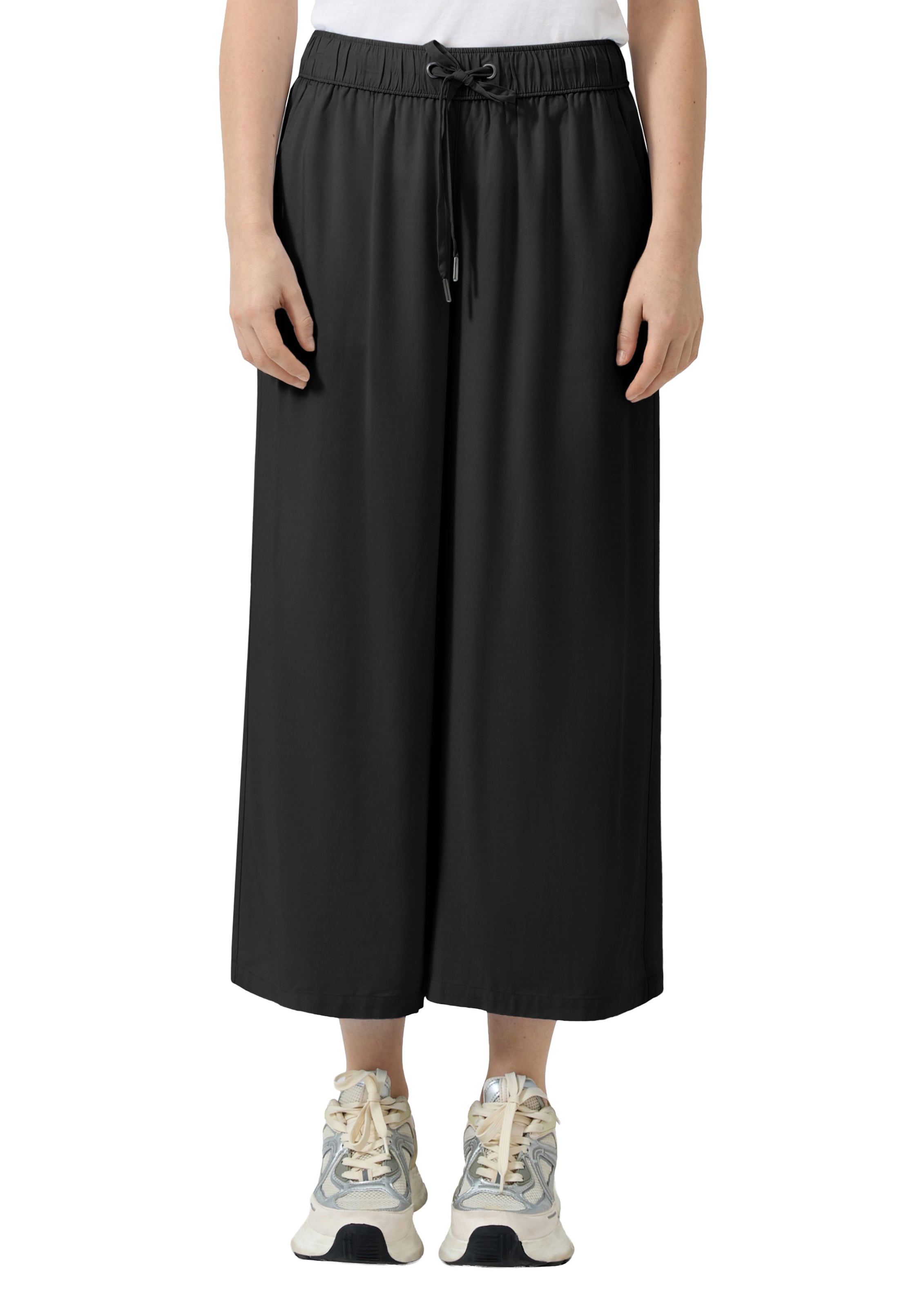 QS Wide Leg Hose in Schwarz: Vorderseite