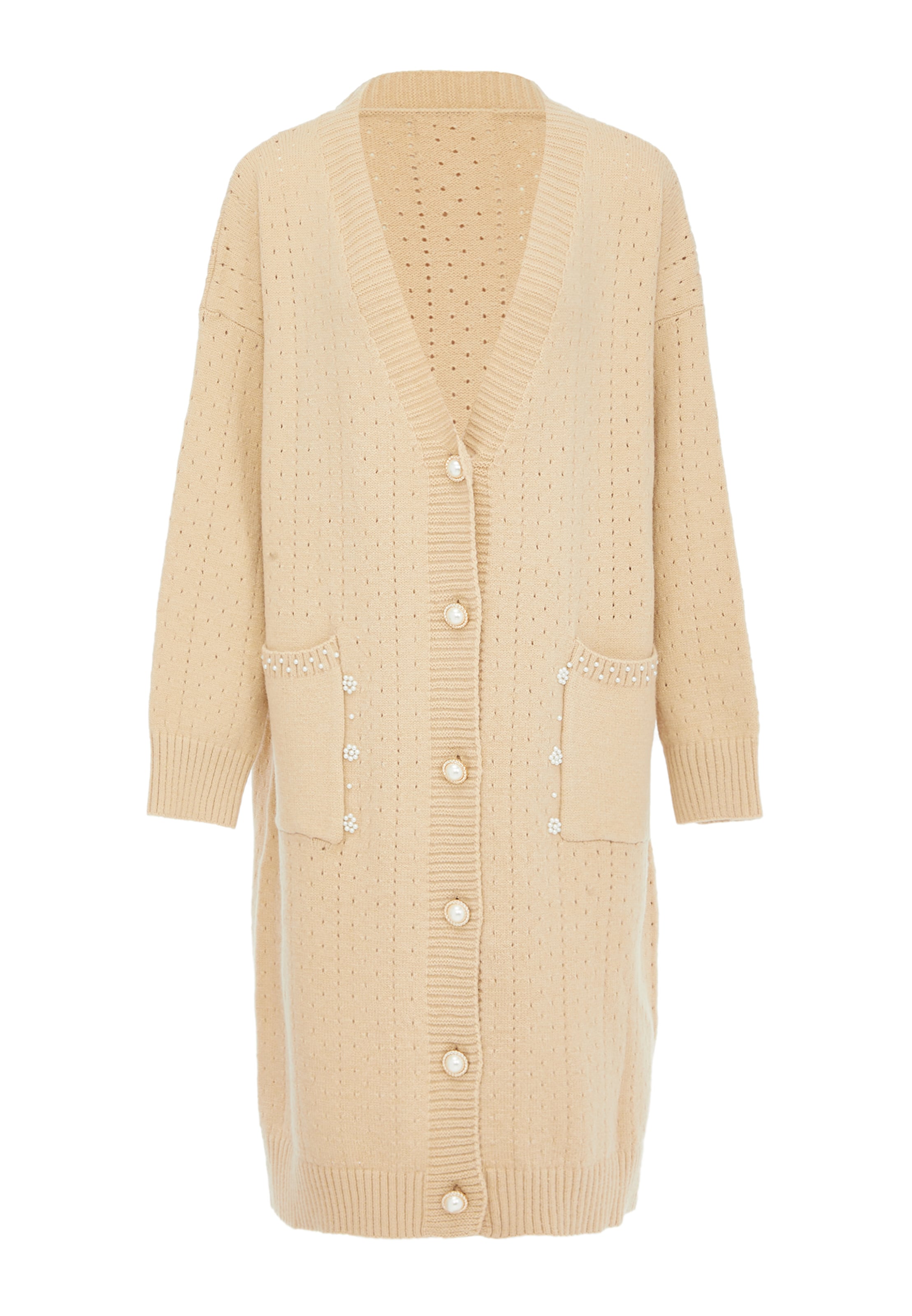 caissa Strickjacke in Beige: Vorderseite