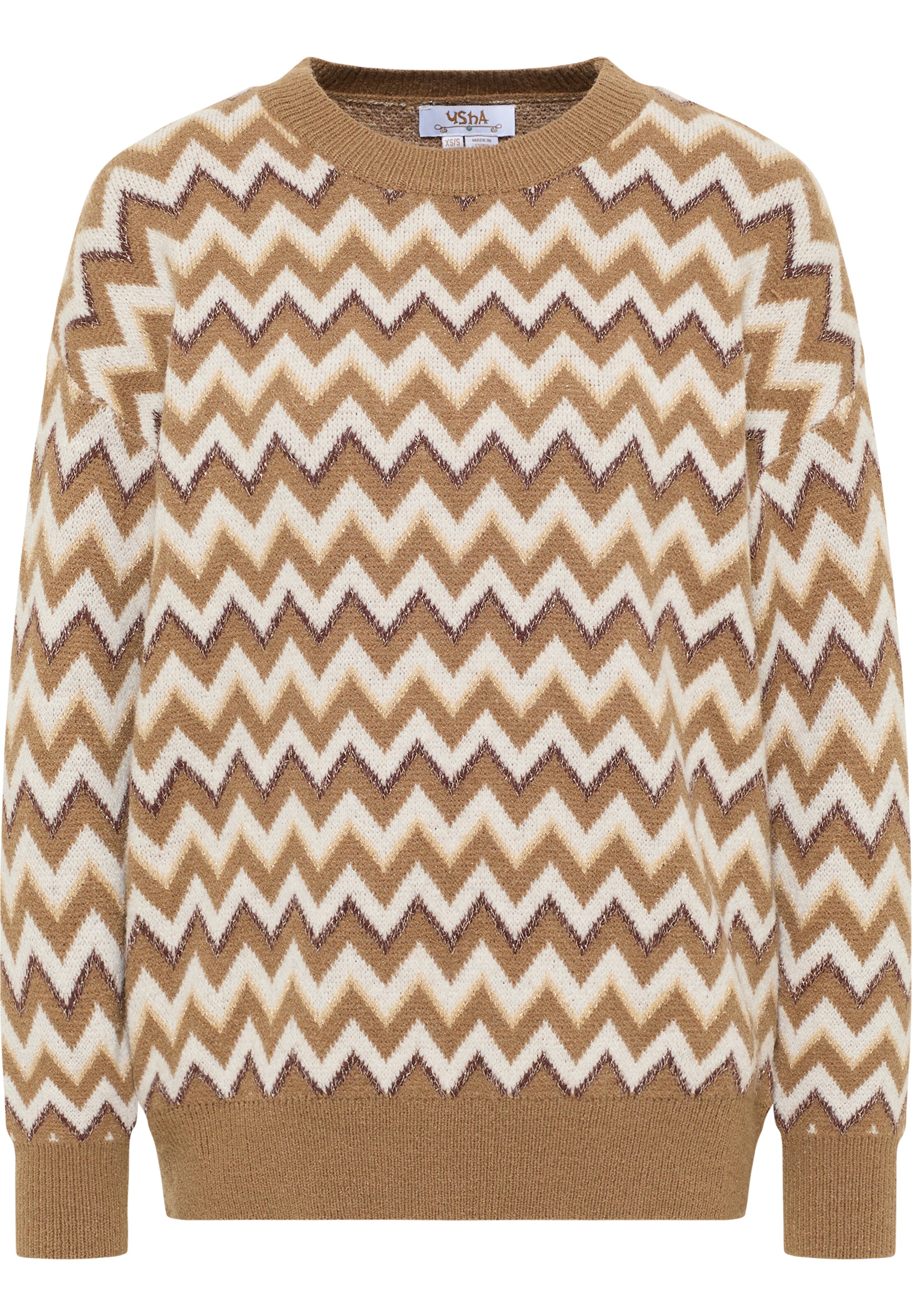 usha FESTIVAL Πουλόβερ 'Rakata' σε καφέ: μπροστά