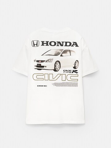 Pull&Bear Shirt 'HONDA CIVIC' in White