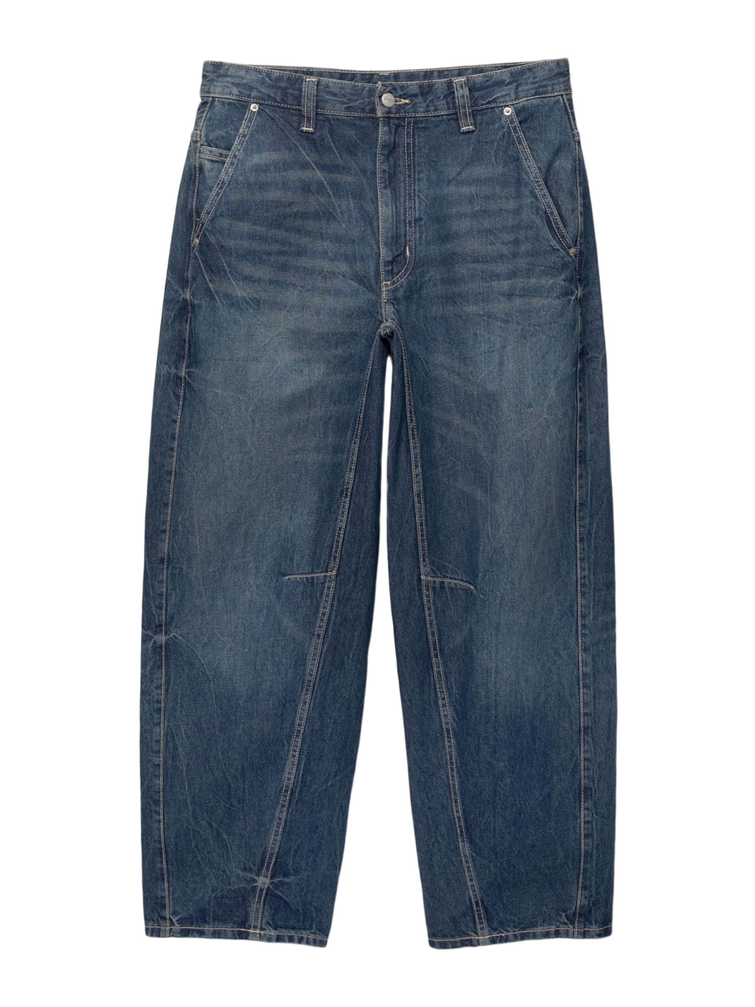 Pull&Bear Vrečasti Kavbojke | modra barva: sprednja stran