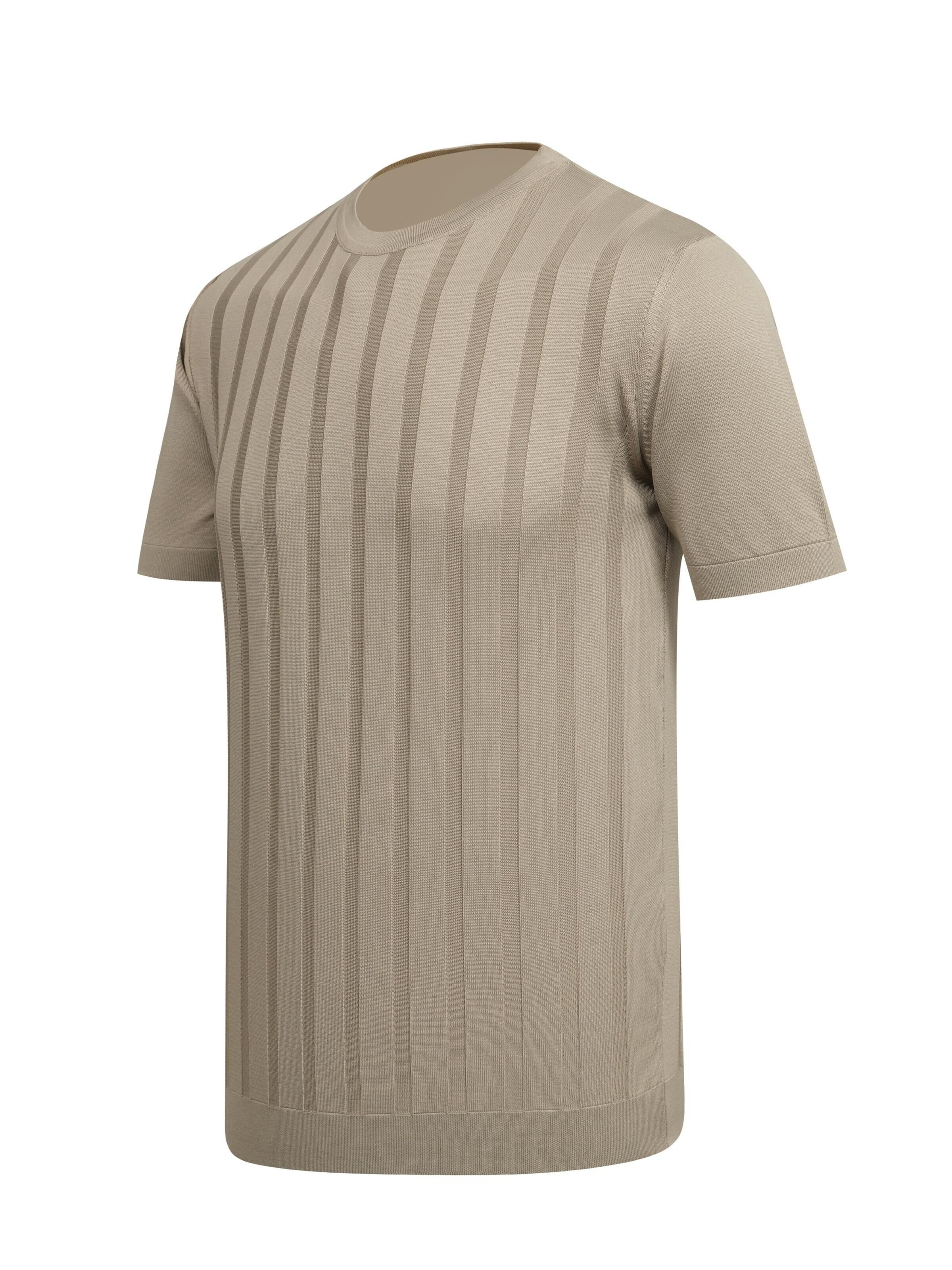 Cizgi Triko Shirt in Beige