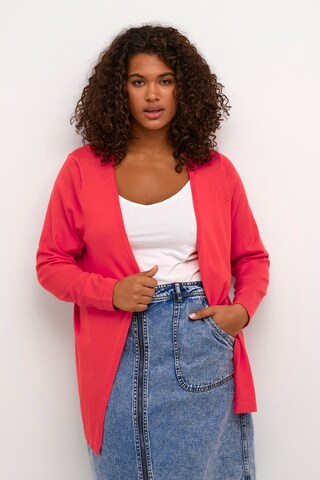 KAFFE CURVE Knit Cardigan 'farsia' in Red: front