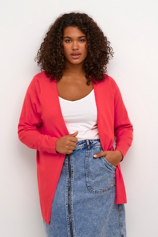 KAFFE CURVE Knit Cardigan 'farsia' in Red: front