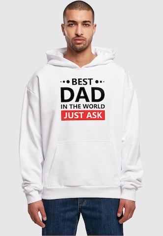 Merchcode Sweatshirt 'Fathers Day - Best dad, just ask' in Weiß: predná strana