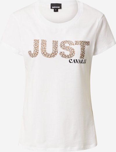 Just Cavalli Тениска в кафяво / черно / бяло / бял памук, Преглед на продукта
